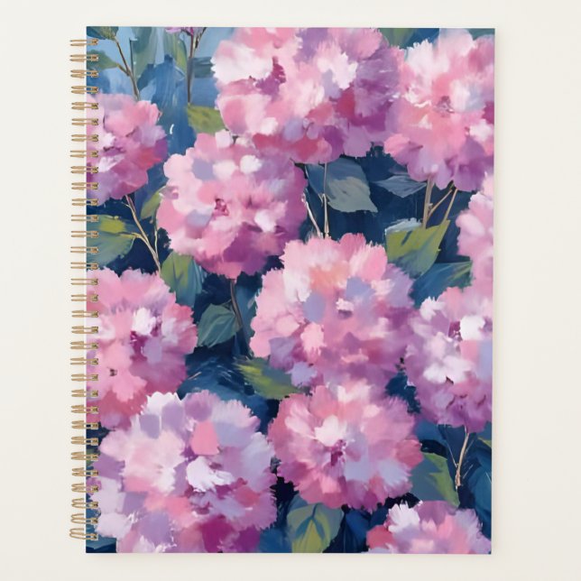 Blush Pink Hydrangeas Floral Watercolor Planner (Front)