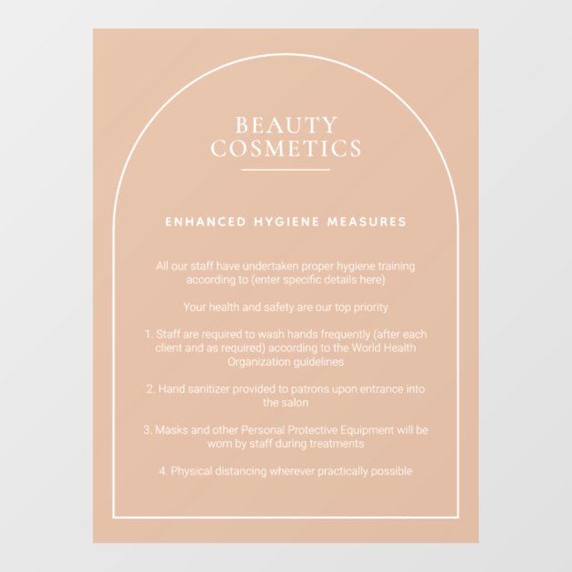 Blush Pink Hygiene Poster Beauty Makeup Business Window Cling (Sheet)
