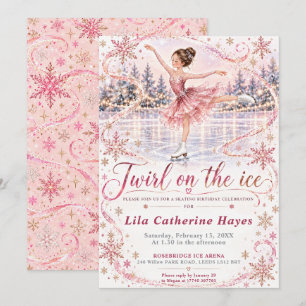 Blush Pink Ice Skating Birthday  Invitation