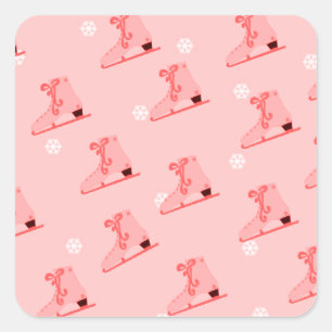 Blush Pink Ice Skating Classic Round Sticker