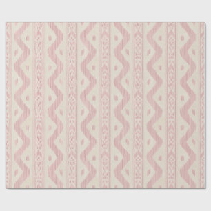Blush Pink Ikat, Woven Stripe on Cream Wrapping Paper