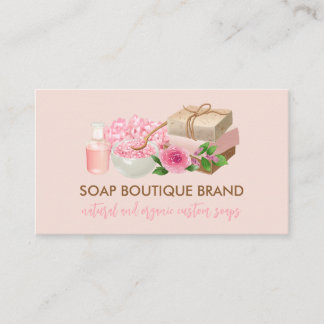 Blush Pink Illustration Handmade Craft Soap Business Card