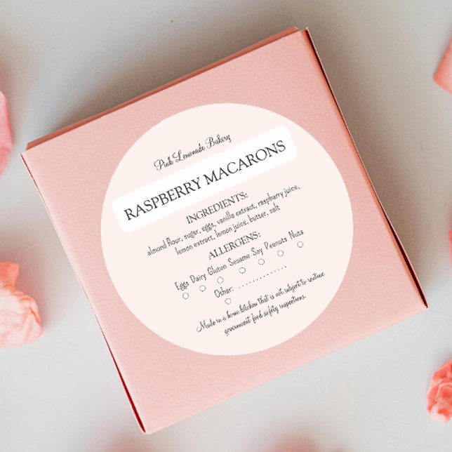 Blush Pink Ingredient and Allergen Food Label (Creator Uploaded)