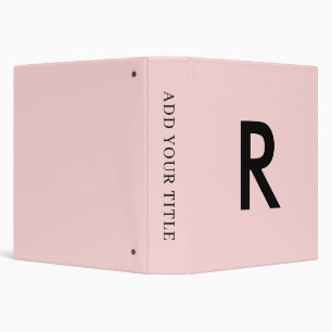Blush Pink Initial Monogram Vintage Design Binder