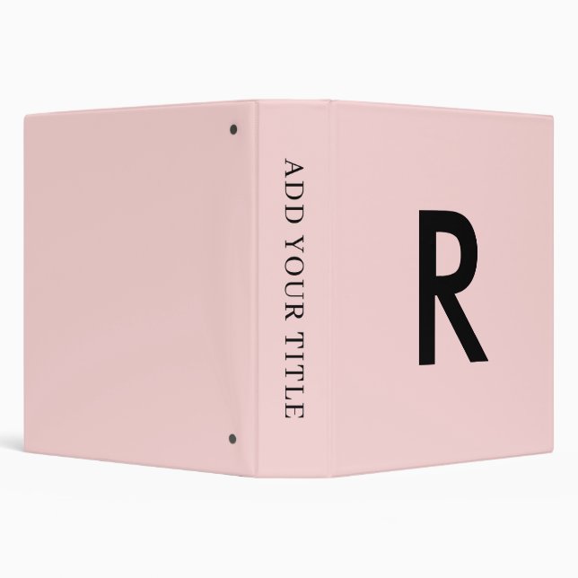 Blush Pink Initial Monogram Vintage Design Binder (Background)