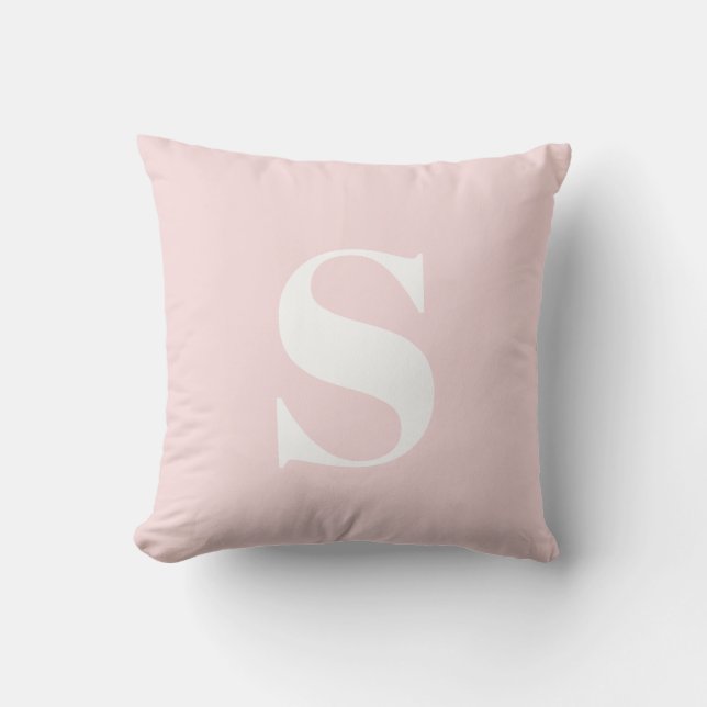 Blush Pink Initial Monogrammed Outdoor Pillow (Front)