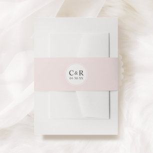 Blush Pink Initials Monogram Wedding Invitation Belly Band