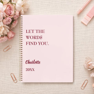 Blush pink inspirational quote writing notebook