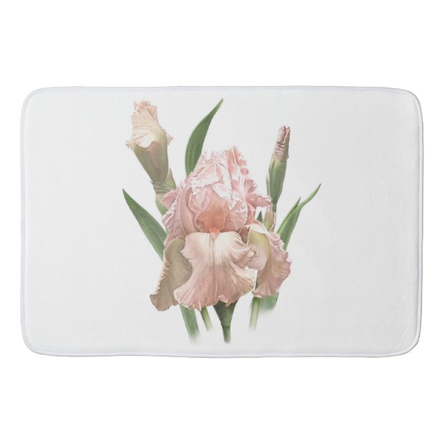 Blush Pink Iris Bath Mat (Front)