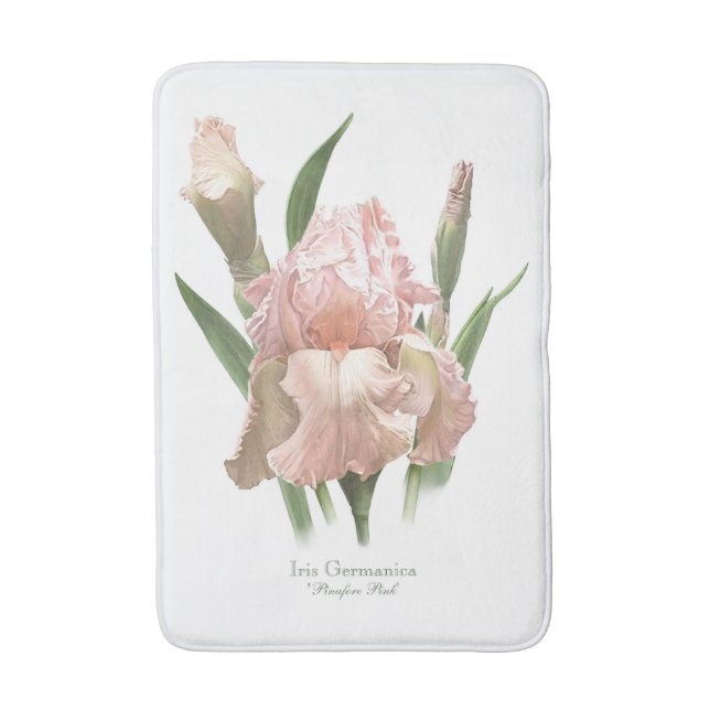 Blush Pink Iris Bath Mat (Front Vertical)