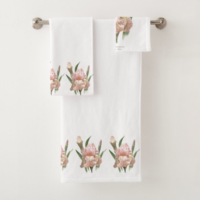 Blush Pink Iris Bath Towel Set (Insitu)