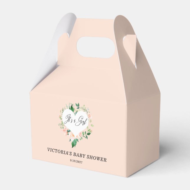Blush Pink It is a Girl Baby Shower Favor Box (Front Side)