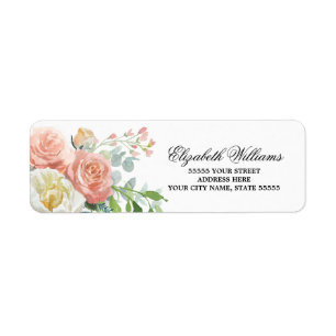  Blush Pink Ivory Floral Mariage Adresse de retour