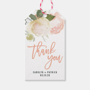 Blush Pink Ivory Peony Thank You Gift Tags