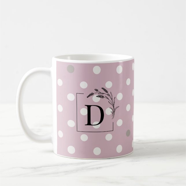 Blush Pink & Ivory Polka Dot Monogram Mug (Left)