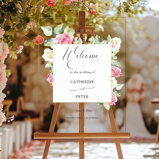 Blush Pink/Ivory Watercolor Roses Welcome (Créateur téléchargé)