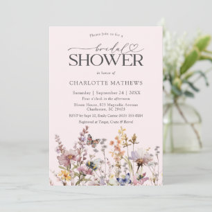 Blush Pink iWildflower Watercolor Bridal Shower Invitation