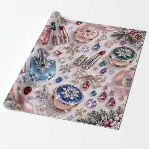 Blush Pink Jewel Cosmetics Christmas Wrapping Paper