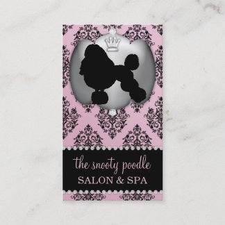 Blush Pink Jewelled Damask Dog Grooming/Spa Business Card