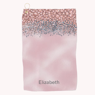 Blush Pink Jewelled Personalized Golf Towel