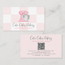 Blush Pink Kitchen Mixer QR Code Chequered Bakery