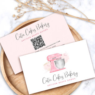 Blush Pink Kitchen Mixer QR Code Pastry Chef Business Card