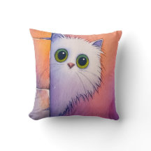 Blush Pink Kitty Whimsical Watercolor Art
