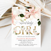 Blush pink lace burlap floral girl baby shower