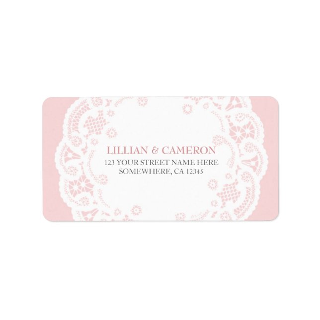 Blush Pink Lace Doily Address Labels (Front)