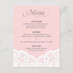 Blush Pink Lace Doily Wedding Menu Postcard