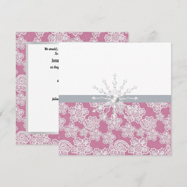 Blush Pink Lace Wedding Invitation (Front/Back)