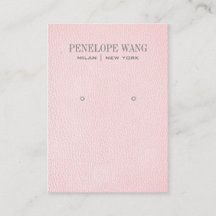 Blush Pink Leather Look Jewellery Earring display Business Card