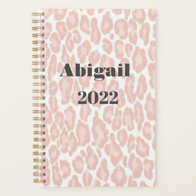 Blush Pink Leopard Print Modern Girly Appointment  Planner (Front)