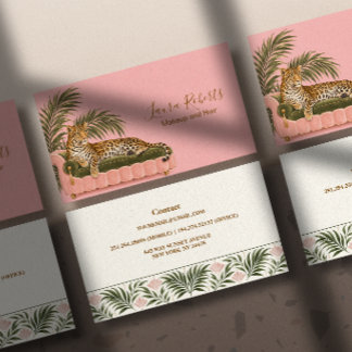 Blush Pink Leopard Tropical Business Card