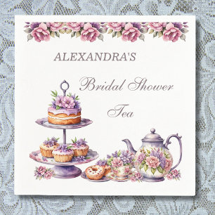 Blush Pink Lilac Floral Tea Party Bridal Shower Napkin