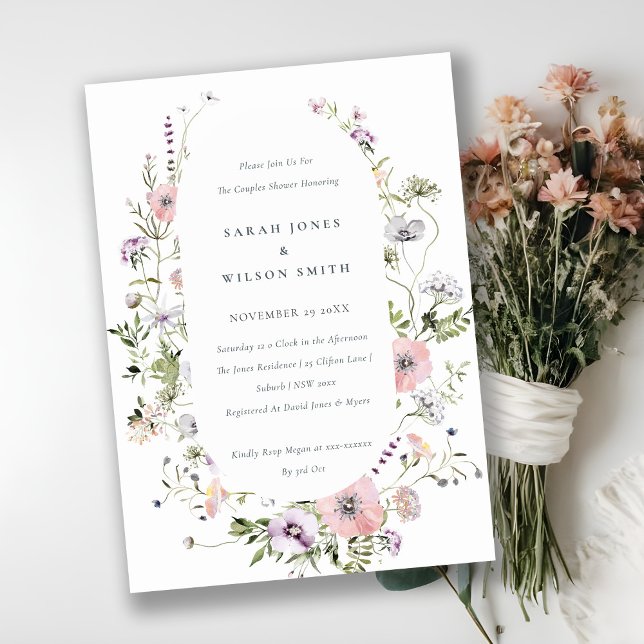 Blush Pink Lilac Wildflower Couples Shower Invite (Creator Uploaded)