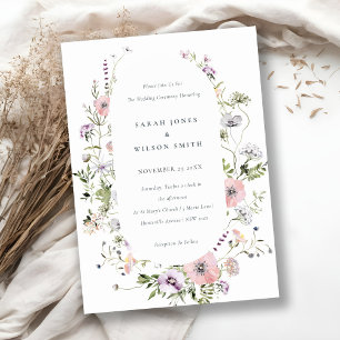 Blush Pink Lilac Wildflower Frame Wedding Invite