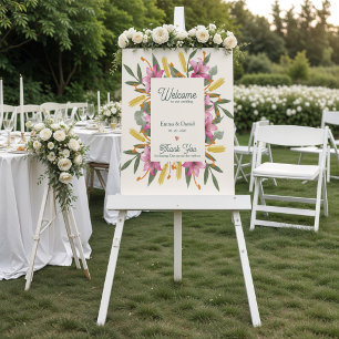 Blush Pink Lily Botanical Wedding Welcome Poster
