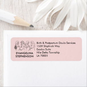Blush Pink Line Art DOULA Return Address