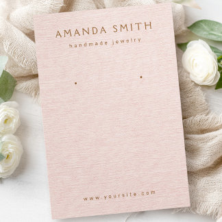 Blush pink linen look earring display card