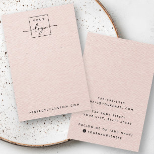 Blush pink linen look logo earring display card