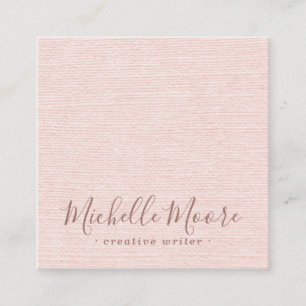 Blush pink linen minimalist elegant professional square business card