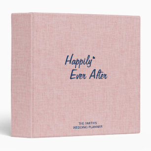  Blush Pink Linen Navy Typography Wedding Planner Binder
