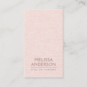 Blush pink linen vertical minimalist professional business card