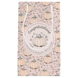 Blush Pink Little Pumpkin Baby Congratulations Small Gift Bag