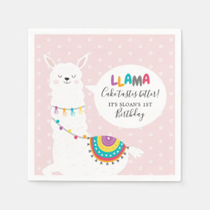 Blush Pink Llama Fun Paper Napkin