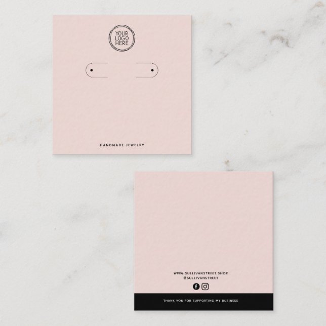 Blush Pink Logo Hoop Earrings Display Card (Front/Back)