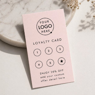Blush Pink Logo   Modern Business Reward Punch Loyalty Card