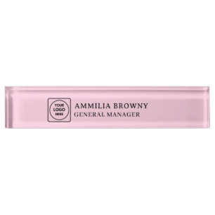 Blush Pink Logo   Modern Manager Branding Nameplate
