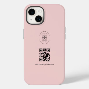 Blush Pink Logo QR Code Business iphone case